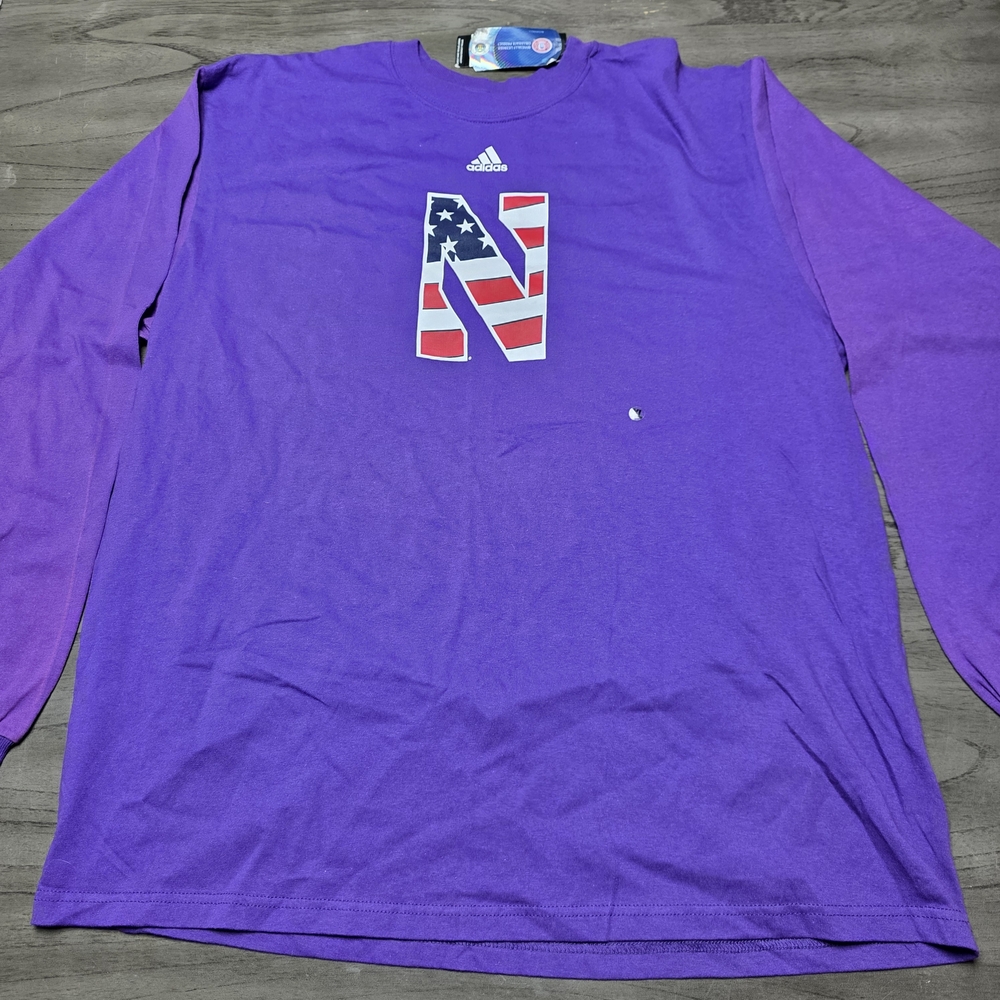 Adidas Northwestern Wildcats Purple Long Sleeve Men's Shirt NWT